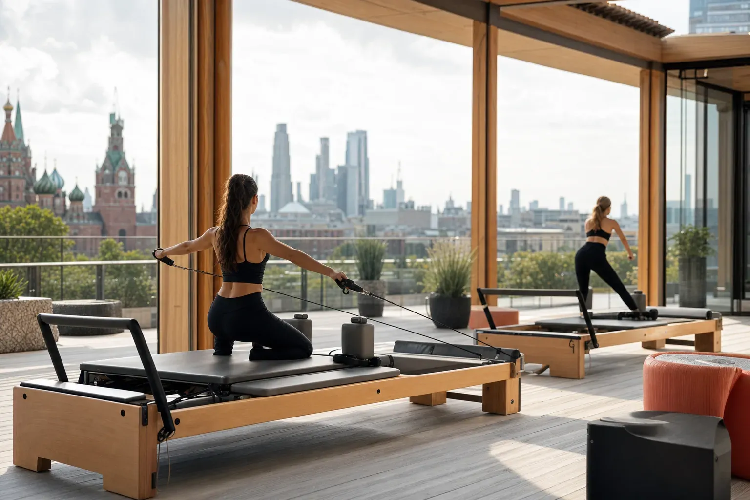 Занятие на динамическом реформере в студии AirFit: интенсивная, но контролируемая нагрузка